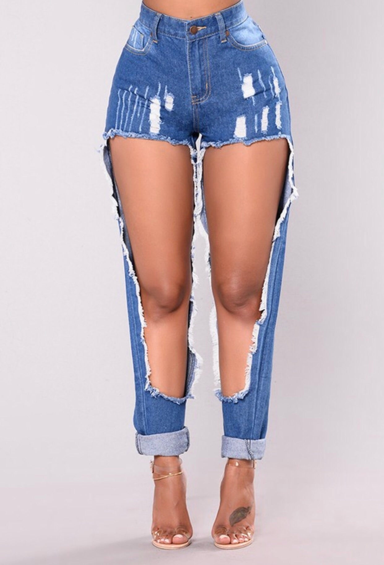 Denim Distressed Open Jeans – Own It Boutique